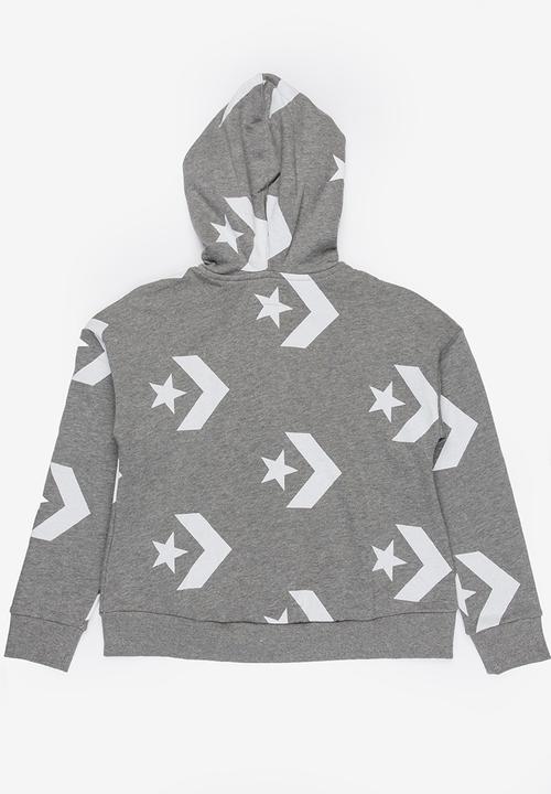 Converse - Converse star chevron printed full zip hoodie - grey