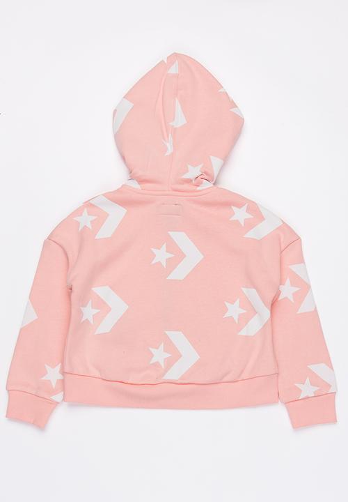 Converse - Star chevron printed full zip hoodie - pink