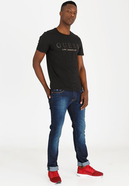 GUESS - Los Angeles metal tee  - black