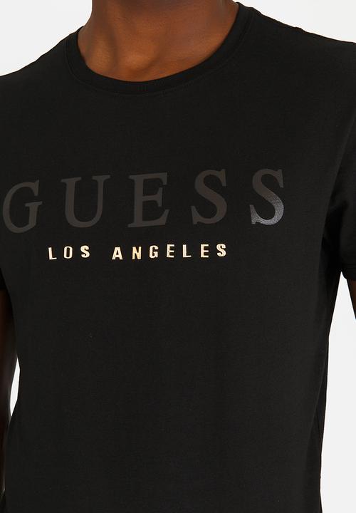 GUESS - Los Angeles metal tee  - black