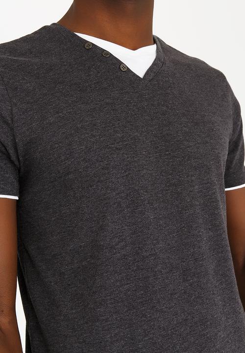 Brave Soul - Fable V-Neck Tee Charcoal
