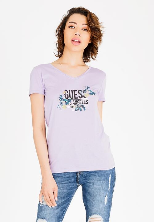 GUESS - Guess Floral Knot Detail Tee Mid Purple