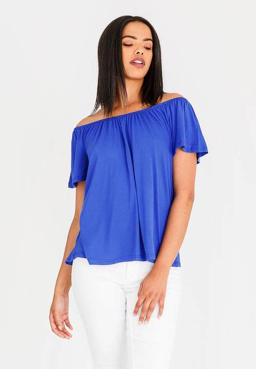 edit - Off-the-shoulder swing top - blue 