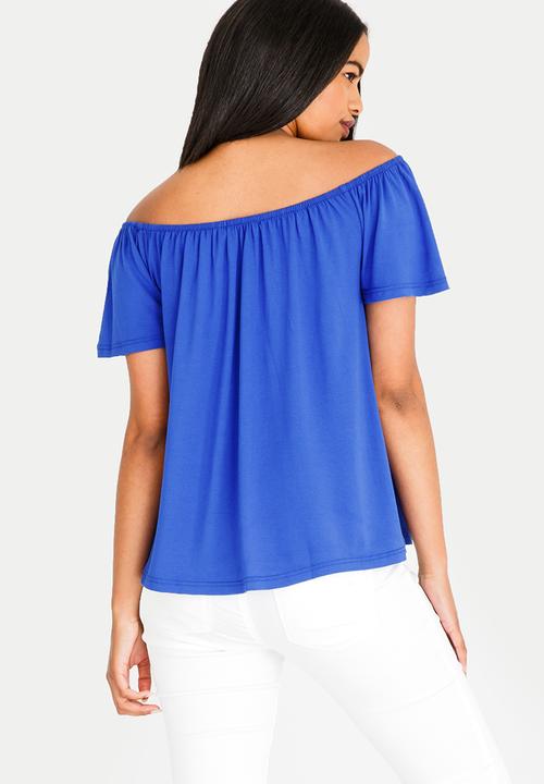 edit - Off-the-shoulder swing top - blue 