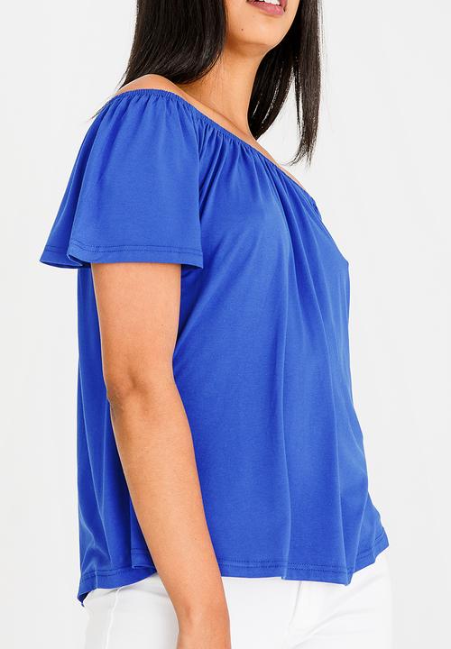 edit - Off-the-shoulder swing top - blue 