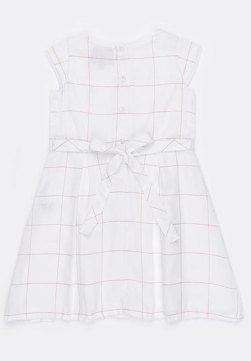 POLO - Olivia checked party dress - white