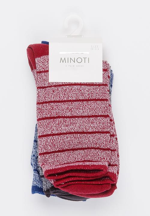 MINOTI - 3 Pack Mixed Yarn Ankle Socks Multi-colour