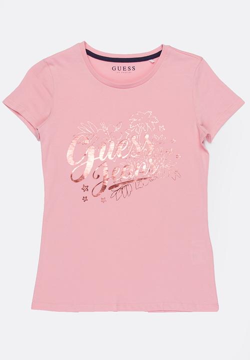 GUESS - Stencil Flower Tee Pale Pink