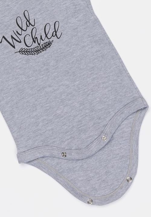 Funky Shop - Slogan baby grow - grey