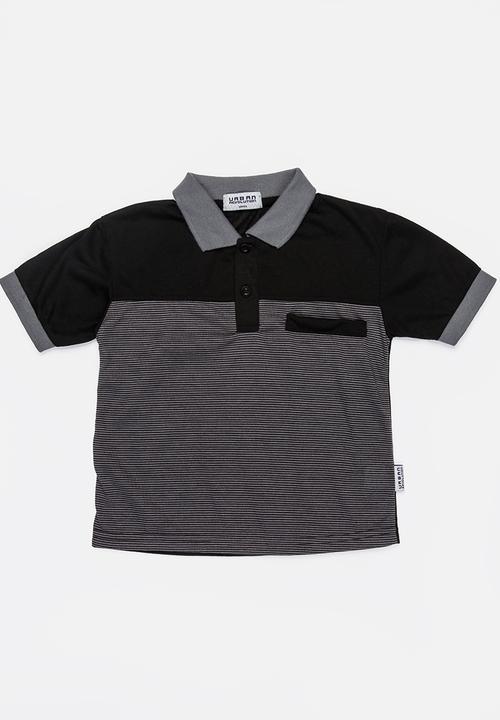 Twin Clothing - Printed Stripe Golfer T-shirt Black
