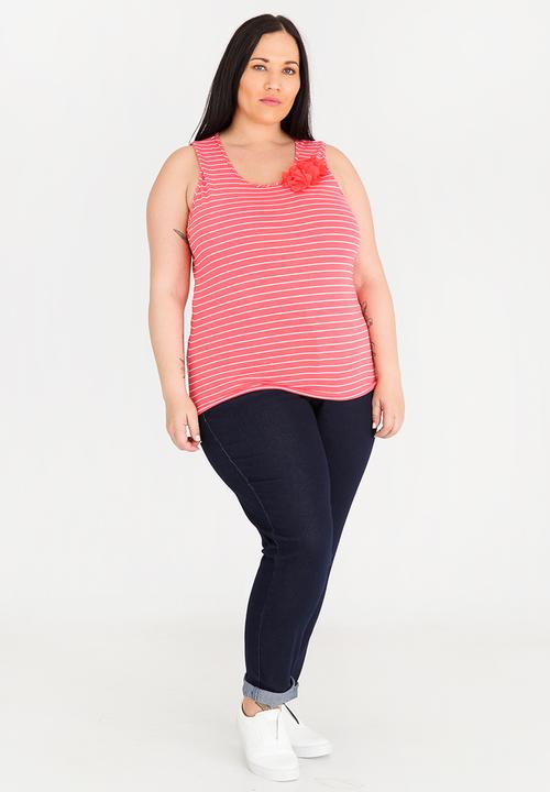 edit Plus - Flower Inspired Tank Top Coral