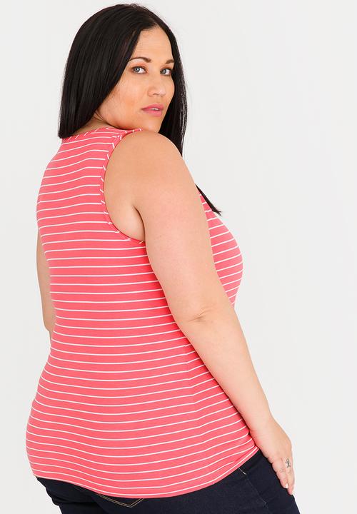 edit Plus - Flower Inspired Tank Top Coral