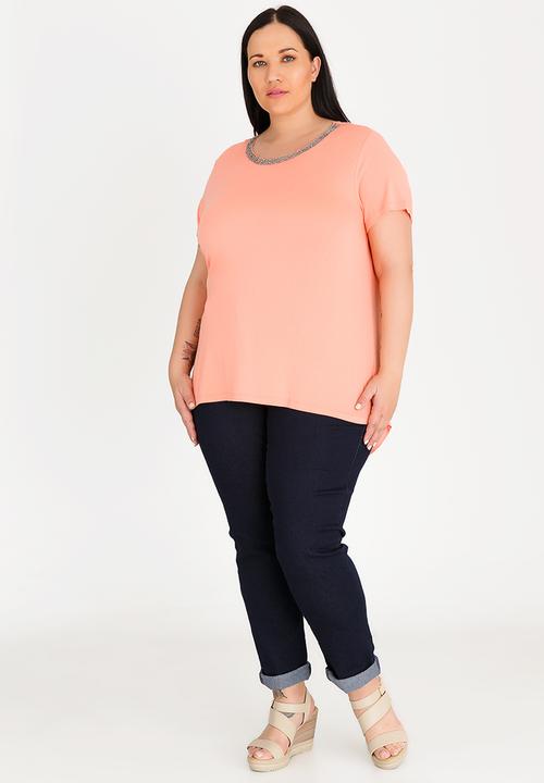 edit Plus - Embellished T-shirt - coral