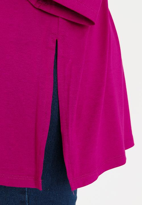edit Plus - Cold Shoulder Top Dark Pink
