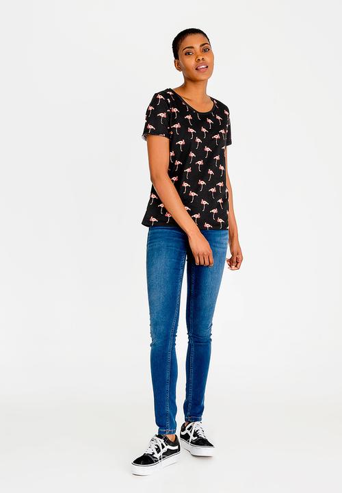 ONLY - Printed Flamingo Tee Black