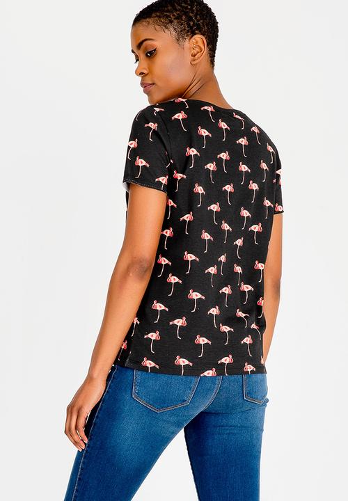 ONLY - Printed Flamingo Tee Black