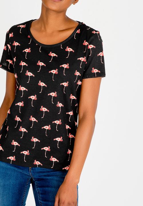 ONLY - Printed Flamingo Tee Black