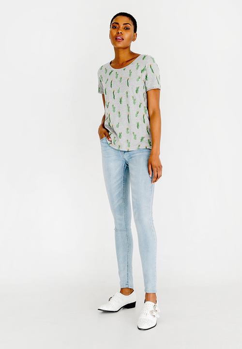 ONLY - Printed Cactus Tee Grey Melange