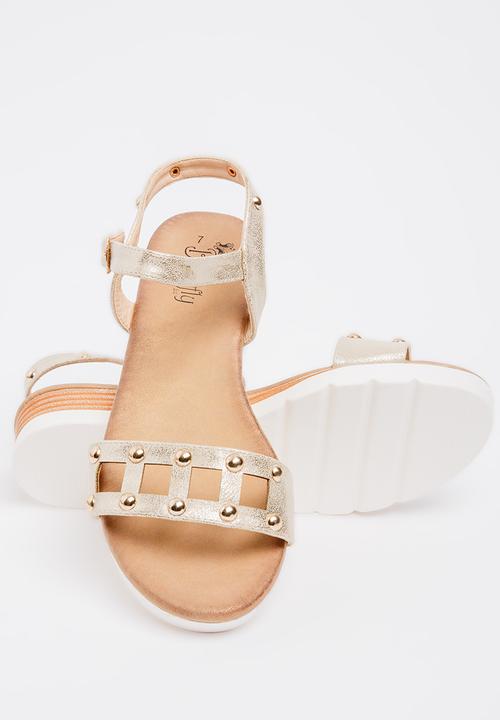 Butterfly Feet - Zhi Open Toe Wedges Gold