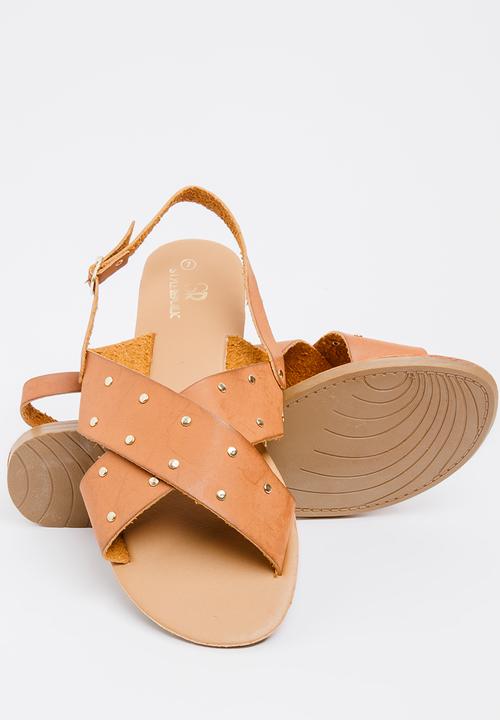 STYLE REPUBLIC - Studded double band sandal - tan