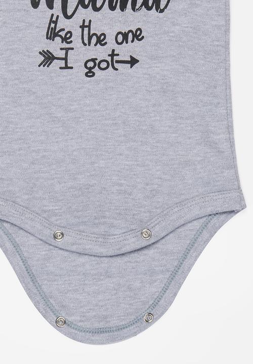 Funky Shop - Printed slogan baby grow - grey