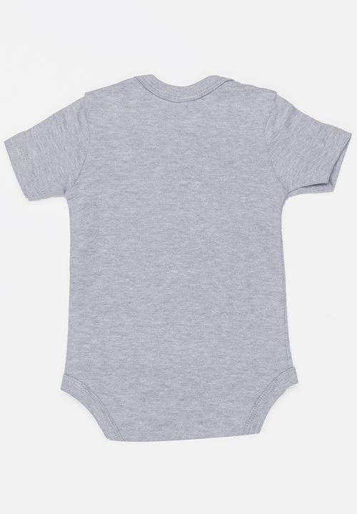 Funky Shop - Printed slogan baby grow - grey