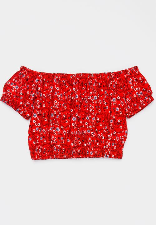Rebel Republic - Bardot Crop Top Multi-colour