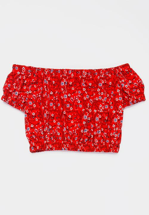 Rebel Republic - Bardot Crop Top Multi-colour