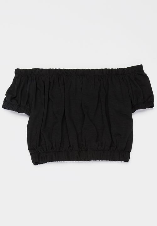 Rebel Republic - Bardot crop top - black