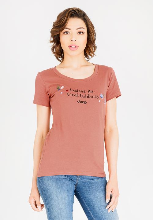 JEEP - Scoop neck T-shirt - brown