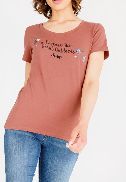 JEEP - Scoop neck T-shirt - brown