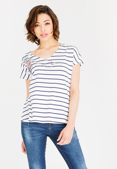 JEEP - Stripe t-shirt - navy & white