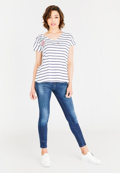 JEEP - Stripe t-shirt - navy & white