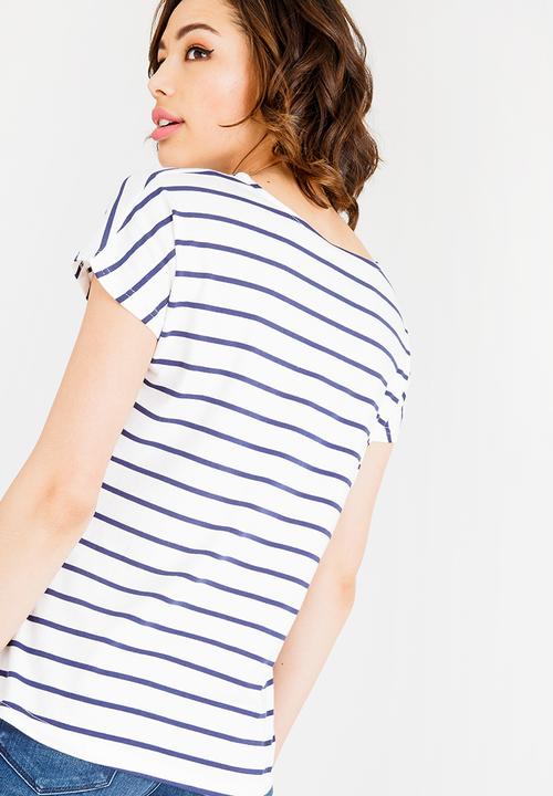 JEEP - Stripe t-shirt - navy & white
