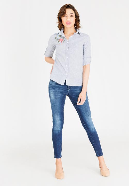 JEEP - Striped shirt - blue & white