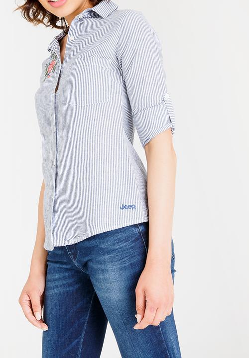 JEEP - Striped shirt - blue & white