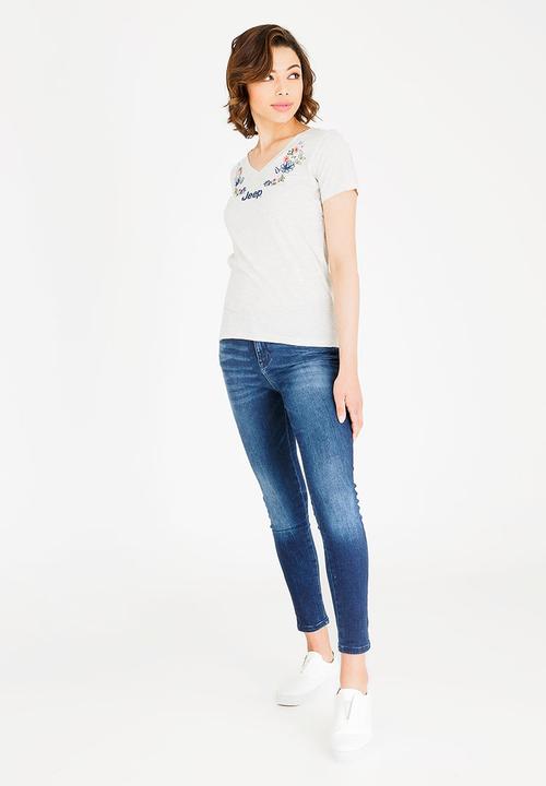 JEEP - Embroidery detail T-shirt - grey