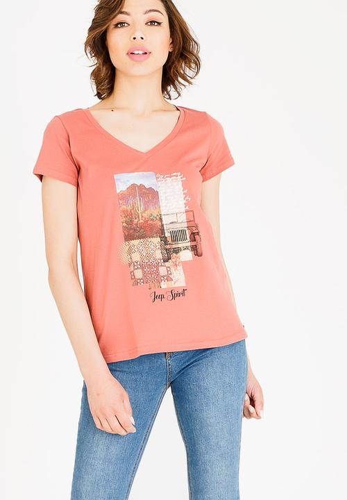 JEEP - Printed T-shirt Rust