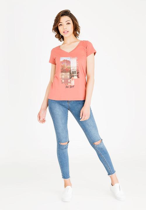 JEEP - Printed T-shirt Rust