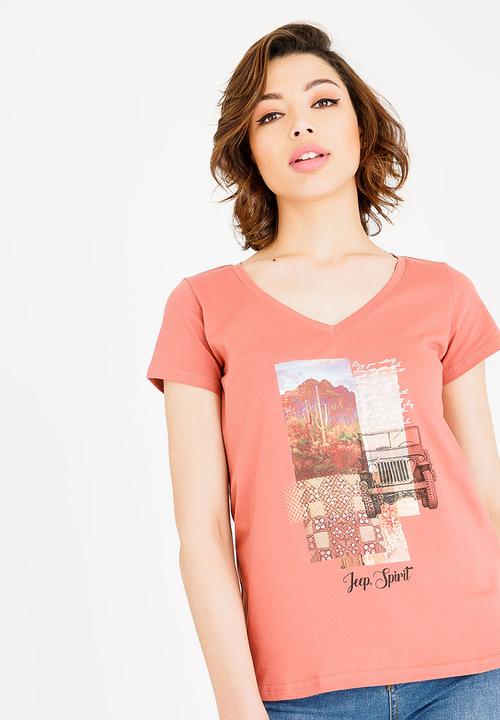 JEEP - Printed T-shirt Rust