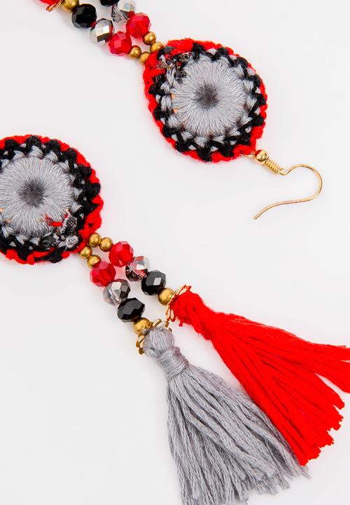 STYLE REPUBLIC - Earrings with tassel- red