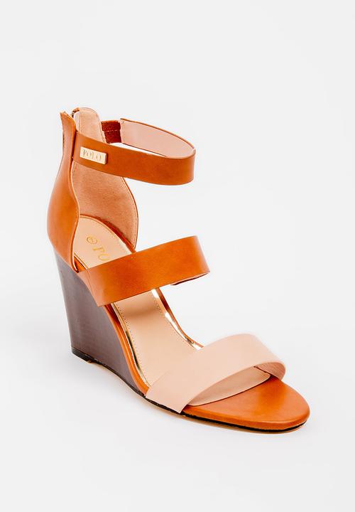 POLO - Alexis pop contrast wedges - tan