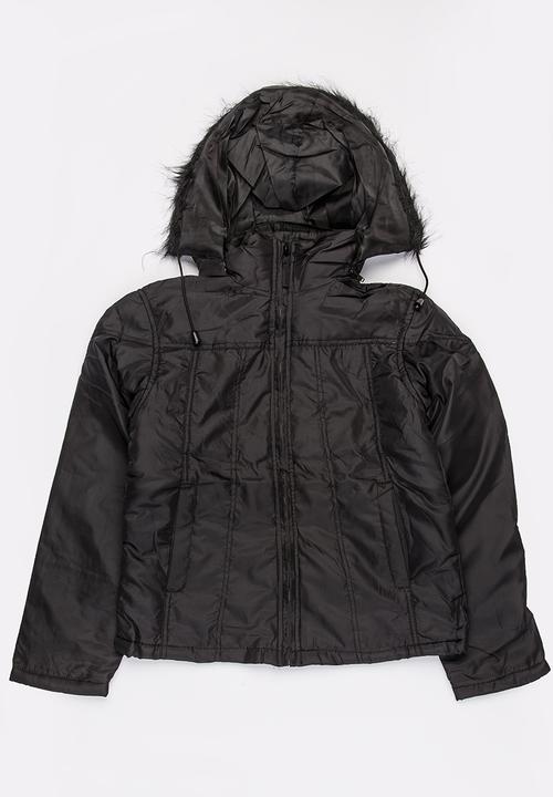 Pop Candy - Zip Through Hooded Jacket Black