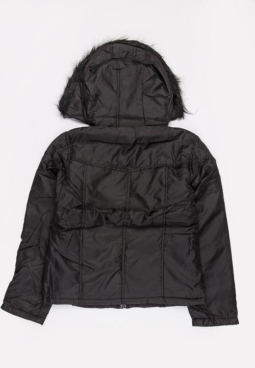 Pop Candy - Zip Through Hooded Jacket Black