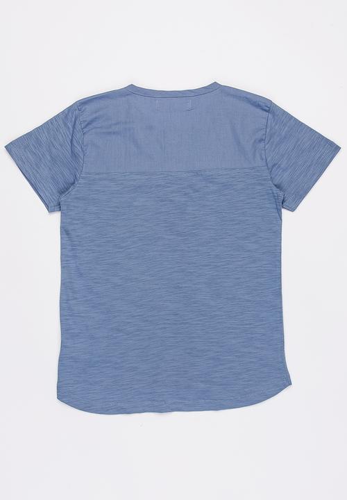 MINOTI - Maui Grandad Slub T-Shirt Blue
