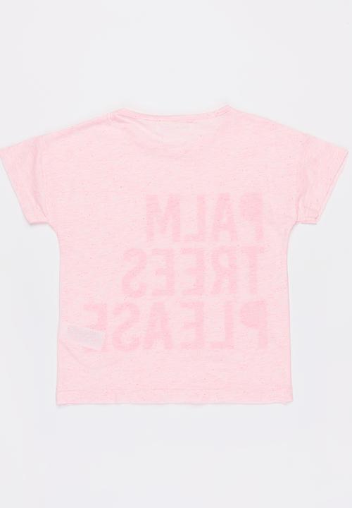 MINOTI - Beachy neon nep reverse print tee - pink