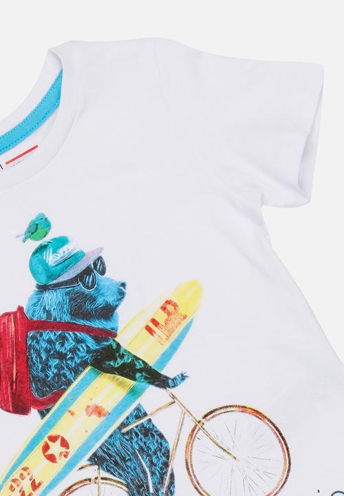 MINOTI - Basic surfing bear photographic tee - white