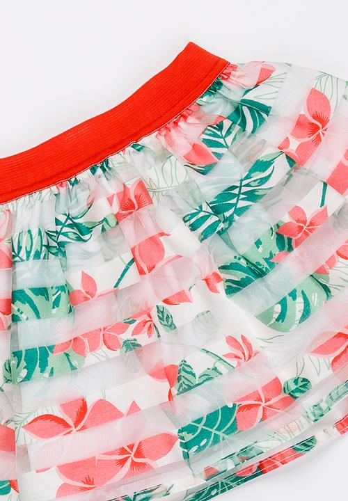 MINOTI - Tropicana AOP Organza Stripe Skirt Multi-colour