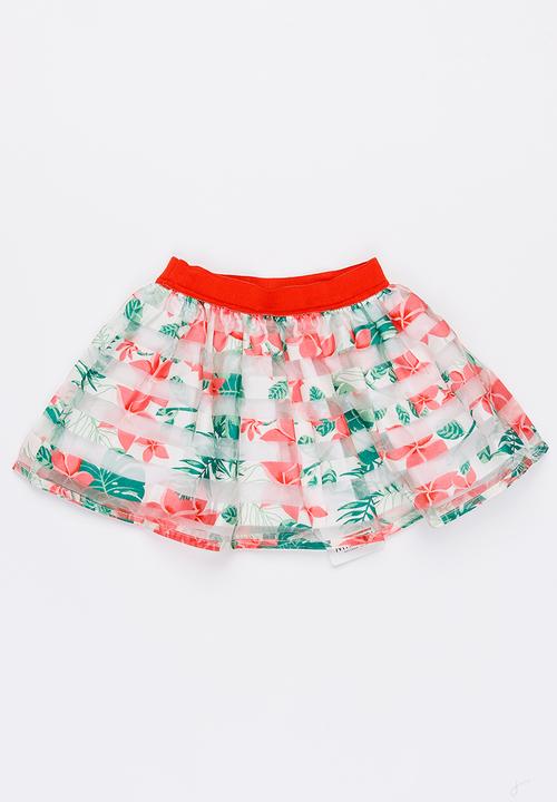 MINOTI - Tropicana AOP Organza Stripe Skirt Multi-colour