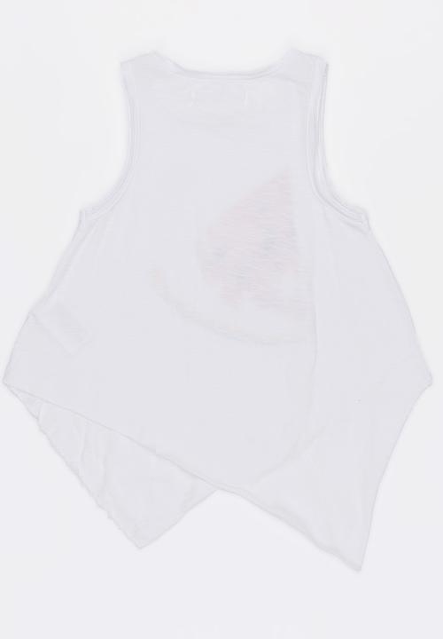 MINOTI - Beachy Asymmetric Watercolour Print Motif Top Off White